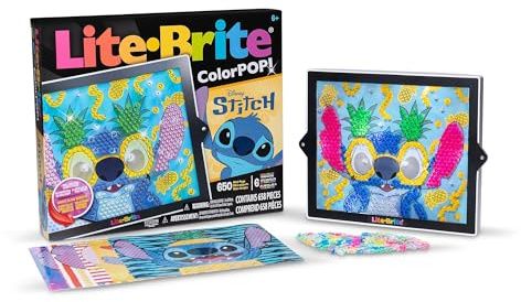 Basic Fun Lite-Brite Colour Pop Disney Stitch – Light-Up Creative Toy with 6 Templates, 650 Colourful Pegs & 4 Light Modes – HD Grid Art Set for Stitch Fans