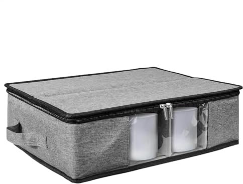 Caja de almacenamiento para tazas de café, organizador de tazas de café, almacenamiento de tazas de té, organizador multiusos con cremallera, con divisores, caja de almacenamiento de China para el