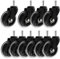 MUKSEUT 10 Pack 11x22mm Office Chair Wheels Replacement Desk Chair Wheels, Rubber Hard Floor Casters, Heavy Duty Silent Chair Casters for Furniture, Floor, Tile, Carpet Wood, Black