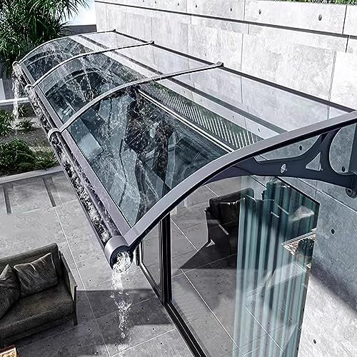 MARIYCH Auvent de fenêtre en Alliage d'aluminium avec Housse en Polycarbonate Transparent, abri Contre la Pluie pour fenêtre, Patio, Porche, extérieur, Balcon, Cour, fenêtre, 60 x 5 cm