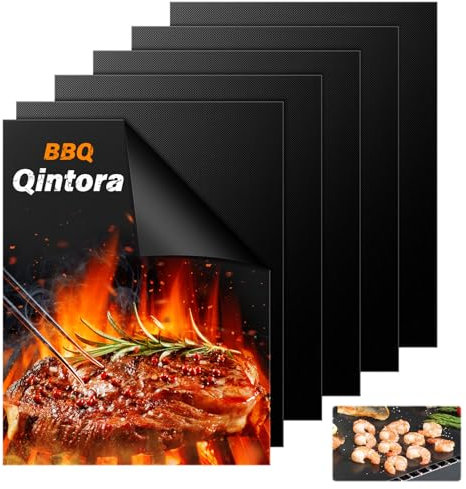 6 Pezzi BBQ Griglia Tappetini,40x33cm Tappetino Barbecue Resistente al Calore Antiaderente,Riutilizzabile e Facile da Pulire, per Griglia a Gas Carbone Forno e Griglia Elettrica
