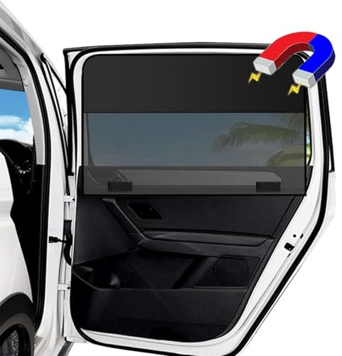 FINEVERNEK 2 Stück Sonnenschutz Auto Vorhang, Magnetisch Auto Sonnenschutz Hintere Seitenscheibe, mit 10 Magneten, UV-Schutz, Blick aus dem Fenster, Sonnenblende Auto Kinder Erwachsene und Haustiere