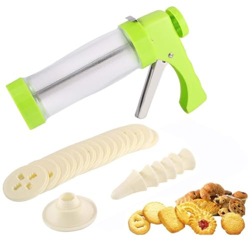 Cookie Maker Machine with 16 Cookie Press Discs & 6 Icing Tips - Ideal for Homemade Churros, Chocolate, and Candies