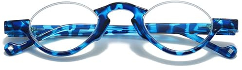 Lanomi Mode Halbrahmen Lesebrille Blaulichtfilter Damen Herren Blumendruck Oval Lesehilfe Kunststoff Halbrand Rahmen Sehhilfe Anti Blaulicht Halbbrille