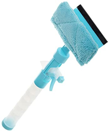 HAKIDZEL Multi Function Window Cleaner with Water Spray Blue Glass Wiper for Streak Cleaning Mirrors Shower Doors and Car Windows Durable Practical Glass Cleaning Tool