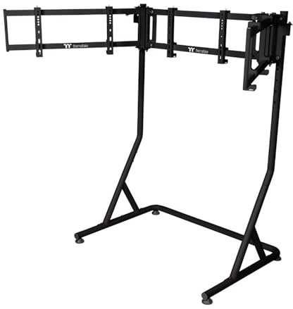 Thermaltake Triple Racing Monitor Stand Pro | Für 3× 32″ Curved / 34″ Flat Monitore | Pulverbeschichteter Stahl | Höhenverstellbar (920–1120 mm) | 20 kg Tragkraft pro Monitor | VESA 75–400 | Schwarz