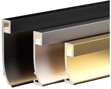 MLKHESY Profilé LED en Aluminium pour plinthe, Bande décorative rainurée, éclairage intégré pour plinthe, Base Murale pour éclairage LED pour escalier de Couloir Gold 4cm
