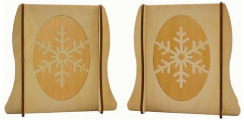 Erzwelt - Lichterbogenerhöhung aus Holz 2er-Set – Motiv Schneeflocke | 11,5 x 11 x 8,5 cm – Fensterbank Erhöhung für Lichterbogen – Schwibbogen Untersatz – Original Erzgebirge Sockel
