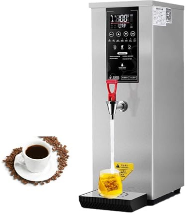 XCSCUK Distributore di Acqua Calda Commerciale, Caldaia Elettrica da Banco da 25L a Riscaldamento Step, per Canteen di Personale, Uffici (Silver)