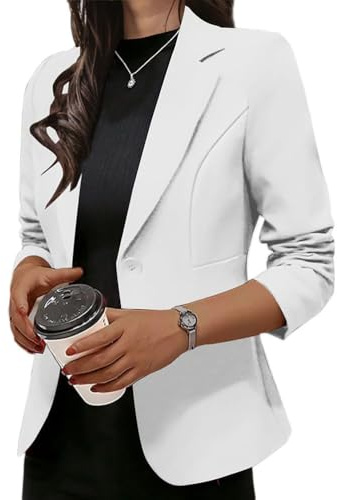 Generisch Blazer da Donna per Business con Revers e Bottonatura Elegante Blazer Corto con Maniche Lunghe Versatile per Ufficio e Casual, 05., L