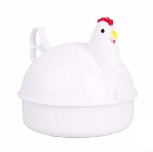 Per cottura a vapore per uova a forma di pollo per 4 uova, compatibile con forni a microonde, uova a vapore e piccoli alimenti, tempo di cottura regolabile per uova sode da morbide a dure