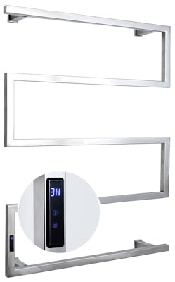 SkyFace Scaldasalviette Elettrico, Termostato WiFi Smart Scaldasalviette, Portasciugamani Elettrico, Scaldasalviette Elettrico Bagno Basso con 5 Barre Riscaldate e Timer (Argento)