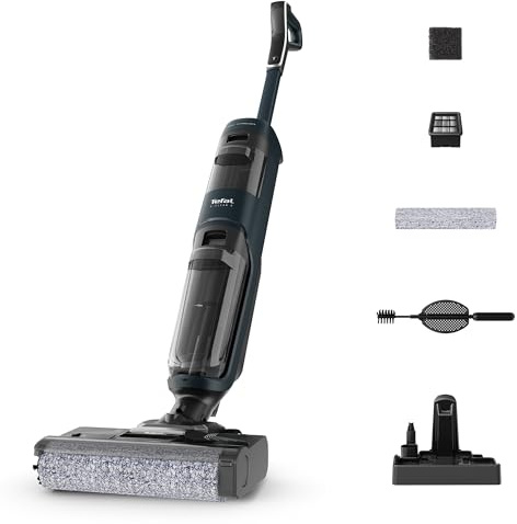 Tefal X-CLEAN 2 Cordless 2-in-1 Wet & Dry Vacuum Cleaner – Hard Floor Cleaner with Self-Cleaning, ECO & MAX modes, Self-Propelled Brush-roller, 35 Min Battery, Intuitive LED display, Grey GF2251M5