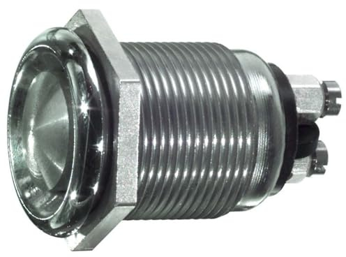 Pulsante NA normalmente aperto ⌀22mm, in metallo, foro 19mm M19, tasto grigio, unipolare, rotondo, fissaggio con ghiera, da pannello, 12V 220V 2A, contatti a vite, antivandalo, IP66 stagno, NO