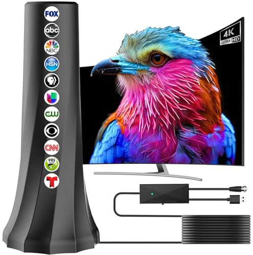 Antena de TV 2025 para Smart TV con recepción de amplificador de señal de 360°, antena HD para canales locales de más de 1500 millas, antena digital para exteriores compatible con TV 4K 8K 1080p