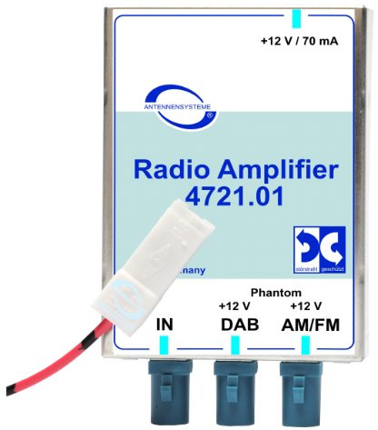 ATTB 4721.01 Verstärker (AM, FM, DAB, DAB+), Antennentechnik Bad Blankenburg, DAB Verstärker, DAB+ Verstärker, Rundfunkverstärker mit integriertem Splitter für Fahrzeuge und Hausinnenbereich