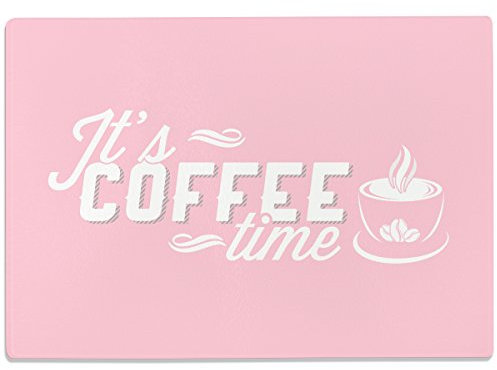 WANDKINGS Glasschneidebrett mit Schriftzug „It's Coffee time“ - Motiv wählbar - Glasschneideplatte, Schneidebrett aus Glas, Frühstücksbrettchen
