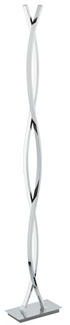 EGLO LED Stehlampe Lasana 2, 2 flammige Standleuchte, Stehleuchte aus Alu | Stahl, Kunststoff, Farbe: Chrom, weiß, inkl. Trittschalter