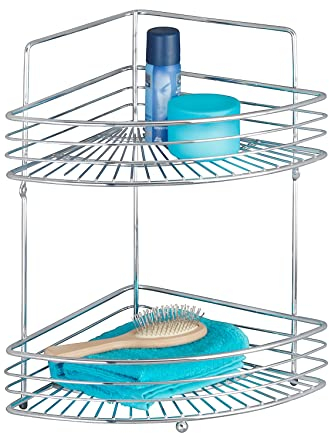 WENKO Bad Eckwandablage Mod. Milano für Pflegeartikel und Badaccessoires mit 2 Etagen Massive Qualität Maße 31,5 x 37 x 22,5 cm Farbe Chrom