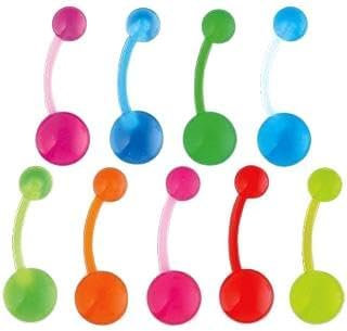 PTFE-Bauchnabelpiercing mit Acrylkugeln (UV-aktiv) pink