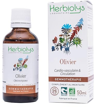 Herbiolys | Macérat de bourgeons Bio | Olivier (Olea europaea) | Cardio-vasculaire & Circulation | Gemmothérapie Bio | 50 ml
