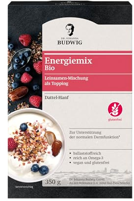 Dr. Budwig Energiemix Dattel-Hanf (350g) - Leinsamen-Mix als Topping für Müsli, Porridge & Quark - Bio Leinsamen geschrotet - reich an Ballaststoffen, Protein & Omega 3 - glutenfrei - vegan