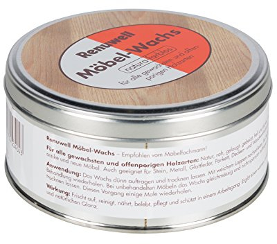 Renuwell Möbel-Wachs natura-farblos, 500 ml – Hochwertige Möbelpflege mit natürlichem Bienenwachs -Anteil, Antik Wachs schützt alle Holzarten vor Feuchtigkeit & Schmutz