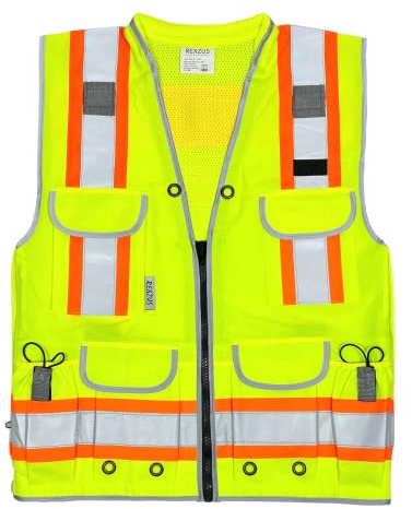 Vero1992 Reflective Vest Class 2 Heavy Woven Two Tone Engineer Hi Viz Safety Vest 3M 8712 Tape