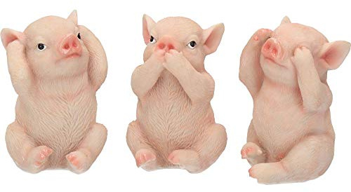 Nemesis Now Figur DREI weise Schweine, 11 cm, Rosa