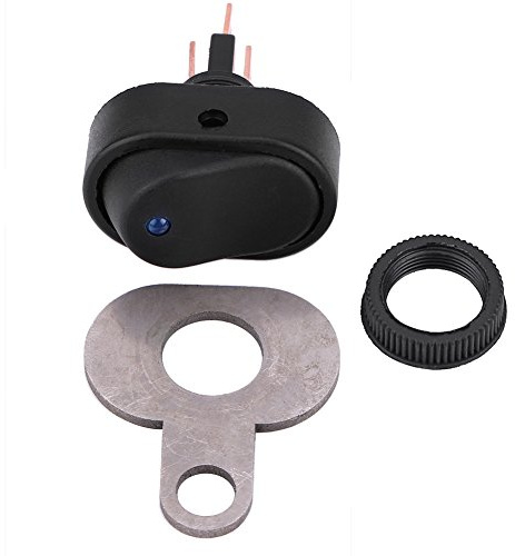 Keenso 12V Universal Motorrad Roller LED Scheinwerfer Kippschalter Schalter mit Anzeige (Schwarz, Ein/Aus)