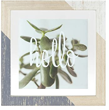Kusso Terrino Wood and Glass Square Floating Frame Natural and White 8x8 Inch / 15x15cm for Photo 6x6 Inch / 10x10cm