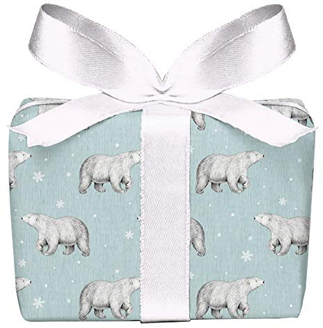 Weihnachts Geschenkpapier Set 5 Bögen EISBÄR MINT im Retro Look zu Weihnachten u Adventszeit Weihnachtspapier für Geschenke Format 50 x 70 cm
