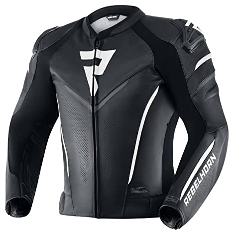 REBELHORN Fighter Motorradjacke Herren | Rindsleder | Ellbogen, Schultern und Rückenprotektor Stufe 2 | Schulterschieber | Wasserdichte In&Out Weste | Belüftungspaneele