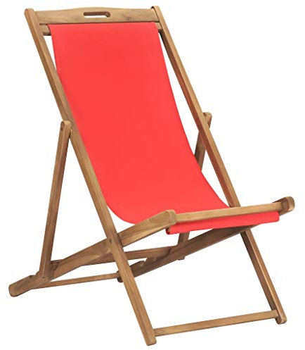 CHAHO Teak Massiv Regiestuhl Klappbar Gartenstuhl Camping Picknick Angelstuhl Klappstuhl Faltstuhl Campingstuhl Anglerstuhl GartenmöbelStrandstuhl Klappbar Massivholz Teak Rot