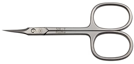 Hans Kniebes Hautschere 9 cm mit Turmspitze – Gebogene Nagelhautschere Edelstahl Rostfrei – Präzise Cuticle Scissors für Maniküre & Pediküre – Profi Qualität mattiert