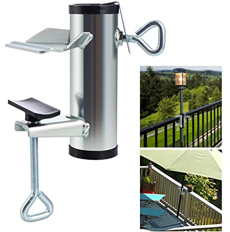 MOLIGOU Deckschirmklemme, Terrasse Balkon Schirmständer Clip, Sonnenschirmhalter, Montage am Picknicktisch, Bleicher, Geländer
