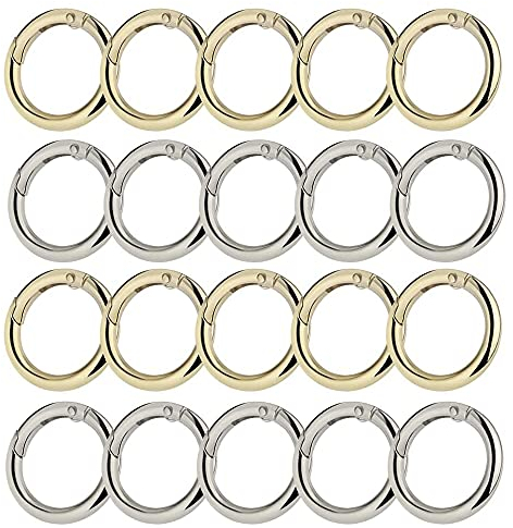 20 Stück Runder Feders,Feder O Ring,Runde Karabiner,Sprung Ringe,Runder Karabiner Sprengring,Verwendet Für Brieftaschen, Schlüsselanhänger, Heimwerkerhandwerk, Handtaschendekorationen