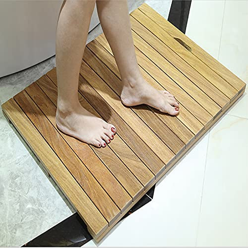 KDDFN Tapis de Bain de Luxe en Bambou Protecteur,Caillebotis Bois Naturel,Planche de Douche/Baignoire en Bois Antidérapante pour Salle de Bain,pour Intérieur ou Extérieur (30x50cm/12x20in)