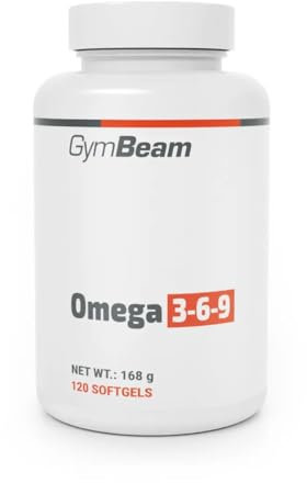GymBeam Omega 3 6 9 mit Vitamin E angereichert, pro Tagesdosis Fischöl 800 mg, erhält Fisch-, Leinsamen- und Sonnenblumenöl, Leinöl-Kapseln, komplexe Quelle von Omega-3, Omega 6 und Omega 9 (120 caps)