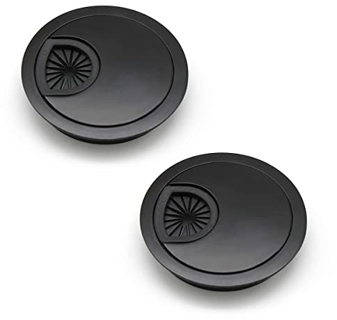 MaoNativey 2 Pieces Desk Grommet, 60mm (2.4 inch) Plastic Desk Cable Grommet Cord Black Cable Hole Cover Organizers for Home and Office Cable Hole