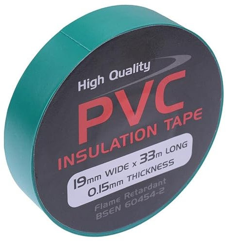 Cinta aislante de PVC verde de 19 mm x 33 m (paquete de 5)