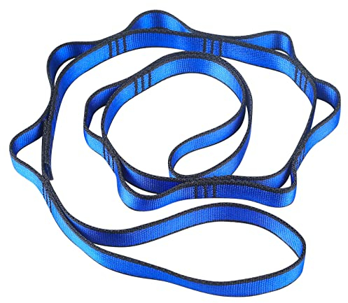 1 Stück Daisy Chains, Yoga Hängematte Verlängerungsgurte, Kletterschlinge, Verstellbares 8-Loops Nylon Kletterschlaufe Übungsband Gurte für Klettern Aerial Yoga Fitness Pilates Dehnung Gurte - Blau