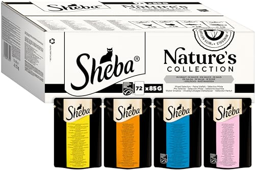 SHEBA Nature's Collection in Sauce - Hochwertiges Katzennassfutter Feine Vielfalt (MSC) im Portionsbeutel - 72 x 85g