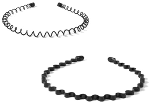LJFEA 2Pcs Bandeaux en Métal, Bandeaux Ondulés Élastique, Unisexe Serre Tête Accessoires pour Femmes et Hommes