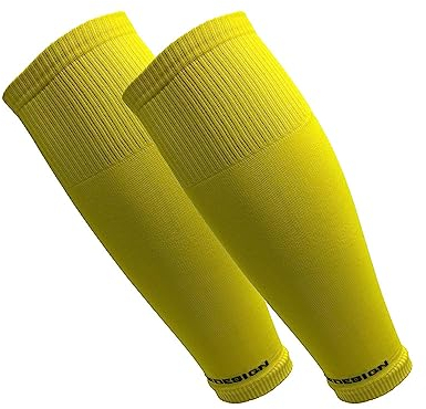Tapedesign – “TUBES” 1 Paire Chaussettes de Foot Sans Pied Jaune - Chaussette Coupe Foot Pour Hommes, Femmes, Enfants - Haute Durabilité, Ajustement Parfait - Manchon Chaussette Football