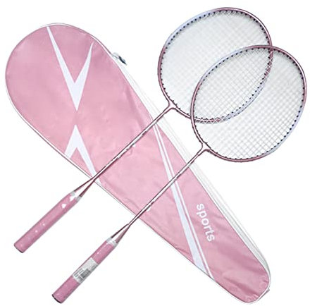 FrEshn Badminton Schläger 2ST Badmintonschläger und Tragetasche Set Badmintonschläger Set Indoor Outdoor Sports Zubehör Badminton Schläger Set (Size : Pink)