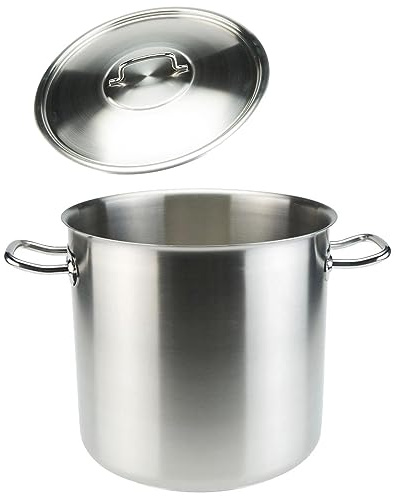 SKK großer XL Gastro Kochtopf Induktion Ø 36 cm - 18/10 Edelstahl Suppentopf für Gastronomie oder Großküchen & Edelstahl-Deckel