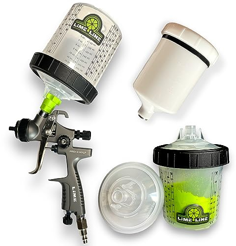 LiME LiNE Pistola a spruzzo professionale HVLP da 1,4 mm per vernici di base, vernici trasparenti e primer (bonus) usa e getta