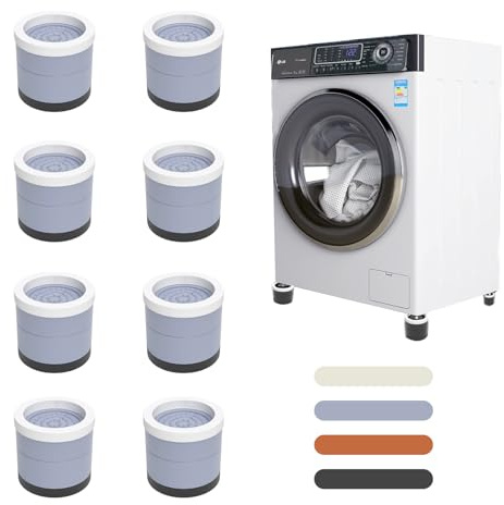 CFlong 8 Pcs Washing Machine Feet, Anti Vibration Mat, Rubber Feet Pad, Anti-slip Pad, Shock Absorber, Non-slip Fixed Anti-deviation, Used for Dryer, Washing Machine, Dishwasher (Grey)