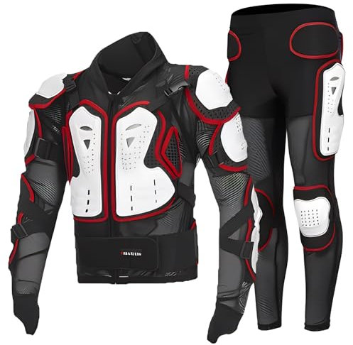 Armadura de motocicleta Protección de motocross Chaqueta deportiva de motocicleta profesional for adultos Traje de columna vertebral Conjunto de armadura corporal de motociclista + Pantalones de motoc